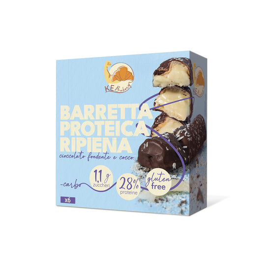 BOX 6 pezzi BARRETTA PROTEICA AL CIOCCOLATO FONDENTE e COCCO
